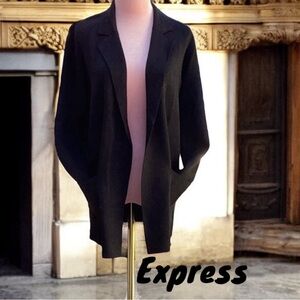 EXPRESS NWT WOMENS BLACK SWEATER  JACKET BLAZER ALL OVER SHIMMER SMALL OVERSIZED